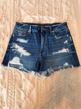 American Eagle Outfitters Distressed Dark Blue Denim Cutoff Shorts